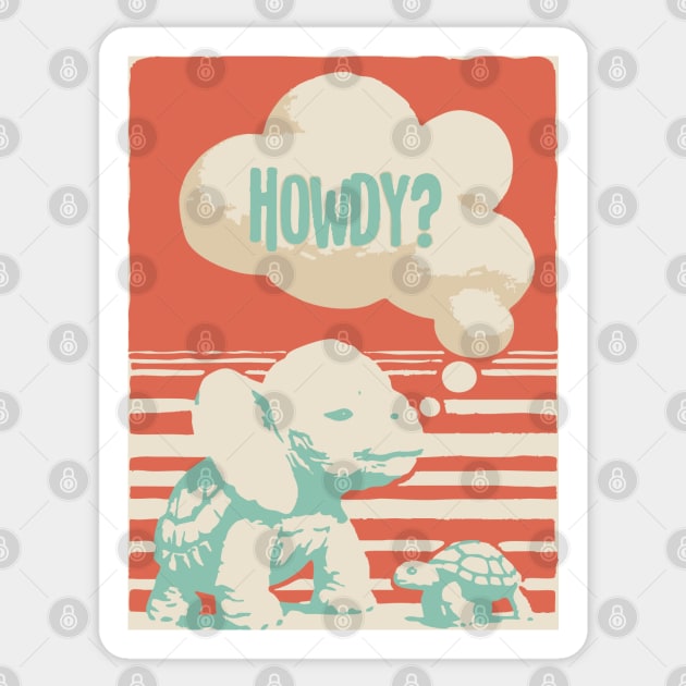 Howdy From a Whimsical Turtle-phant - Surreal Retro Art Sticker by TuncGK